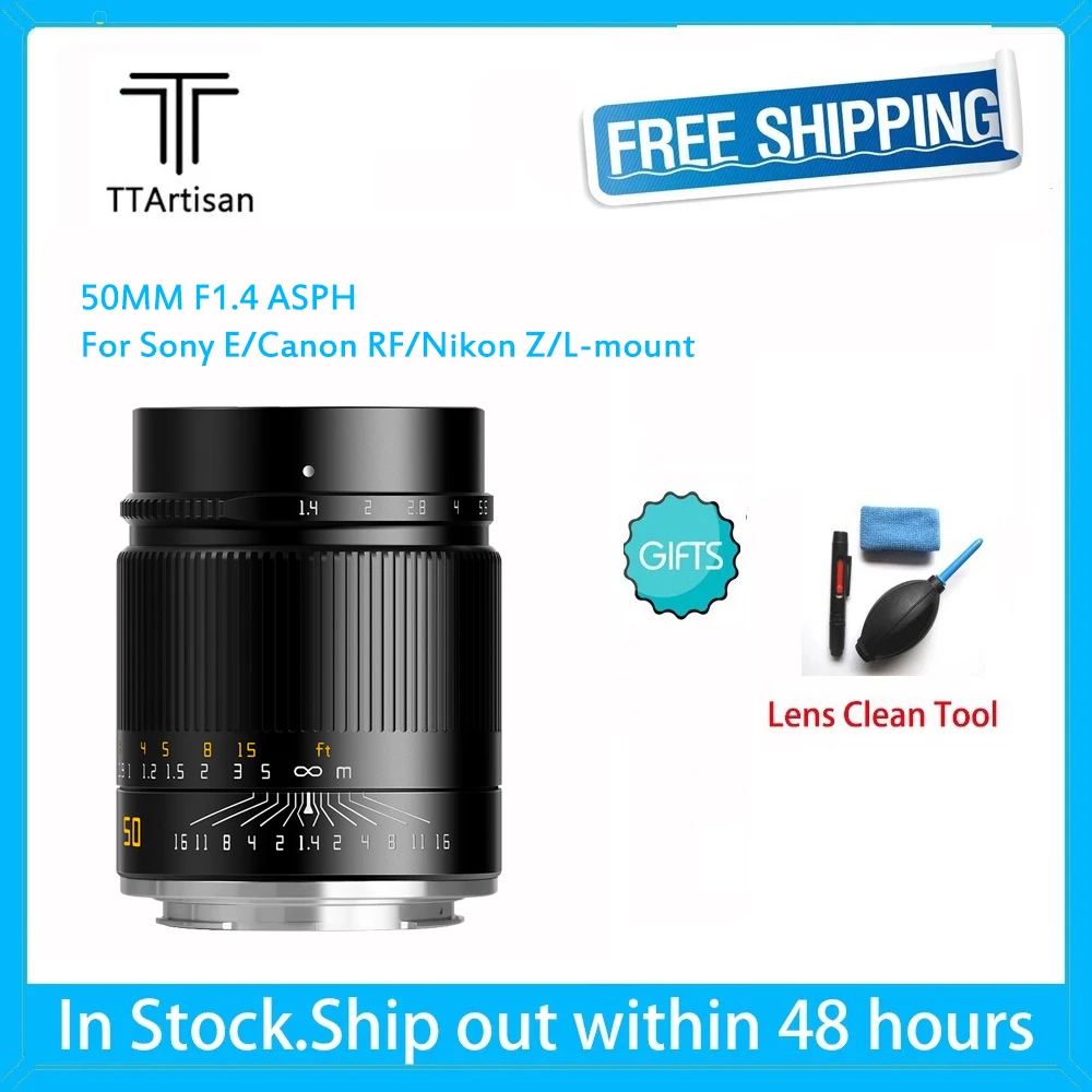TTArtisan 50 мм F1.4 ASPH полная Рамка Ручной фокус линзы для Sony E Canon RF Nikon Z Sigma Lumix Leica L