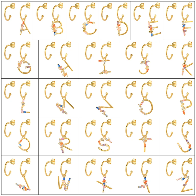 

VINY 26 English Letters Silver 925 Jewelry Earrings For Women Hoop Earring Gold/Silver Jewelry 2021 Trend Pendientes Gift СеѬги
