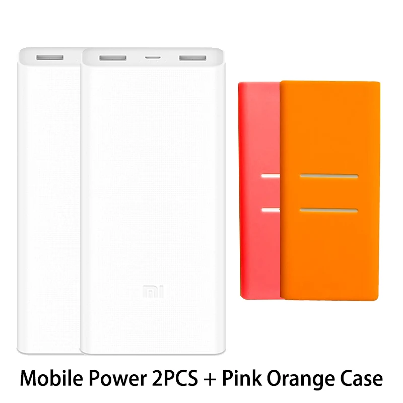 2setPowerBank case3 Xiao mi power Bank 20000 мАч PLM06ZM два порта usb Быстрая зарядка QC 3,0 20000 мАч mi power bank Внешняя батарея Портативная зарядка - Цвет: 2setPowerBank case3