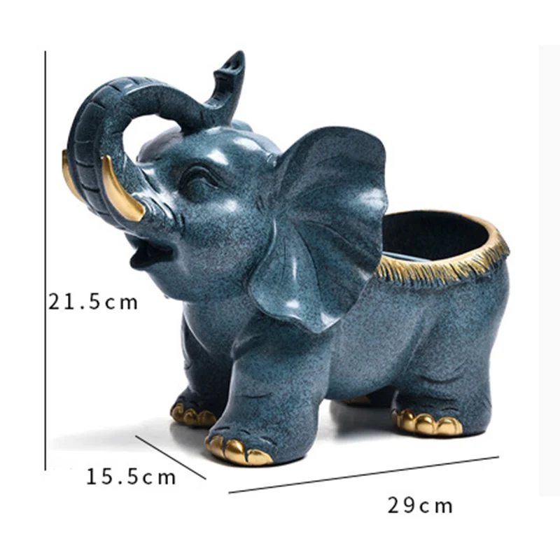 

Resin Crafts European Style Elephant Living Room Office Decorations Home Furnishings Table Keys Storage Holder Desk Organizer