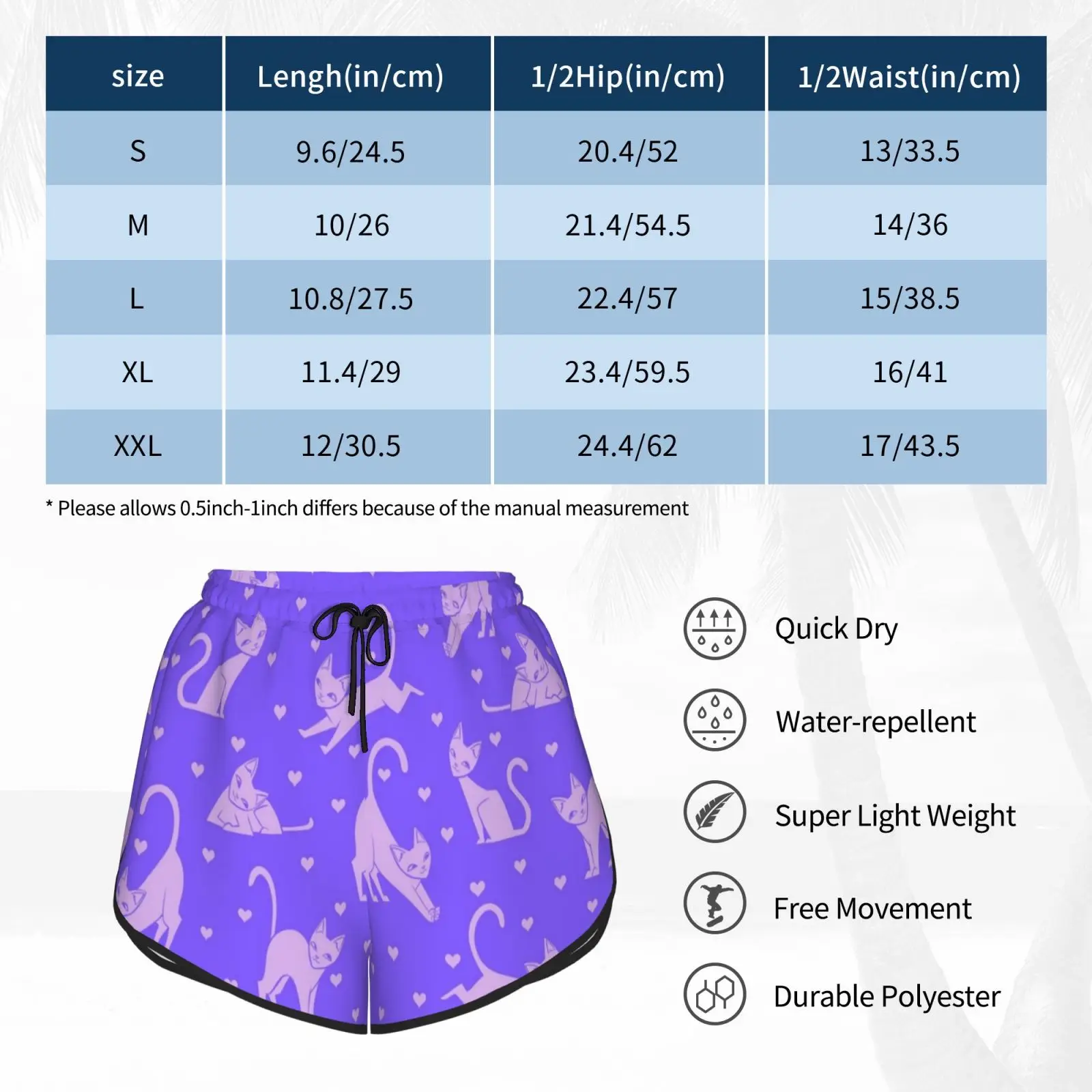 

Violet Kitties Swim Shorts Quick Dry Women Beach Short Kitties Cats Kittens Meow Feline Kids Cute Kawaii Playful Nyan