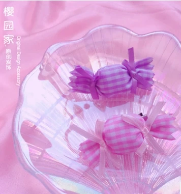 

Принцесса Милая заколка в Стиле Лолита японская мягкая девушка сердце клетчатая ткань конфеты лук шпилька Лолита Милая шпилька для женщин ...