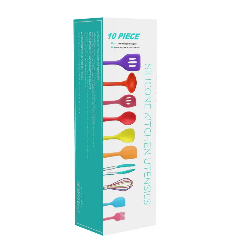 10pcs Color Silicone Kitchen Utensils Sets Non-stick Pot Environmental Protection Cooking Scoop Tools.Kitchen Supplies | Дом и сад