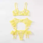 Женское нижнее белье 2021, желтый бюстгальтер на косточках, трусики 