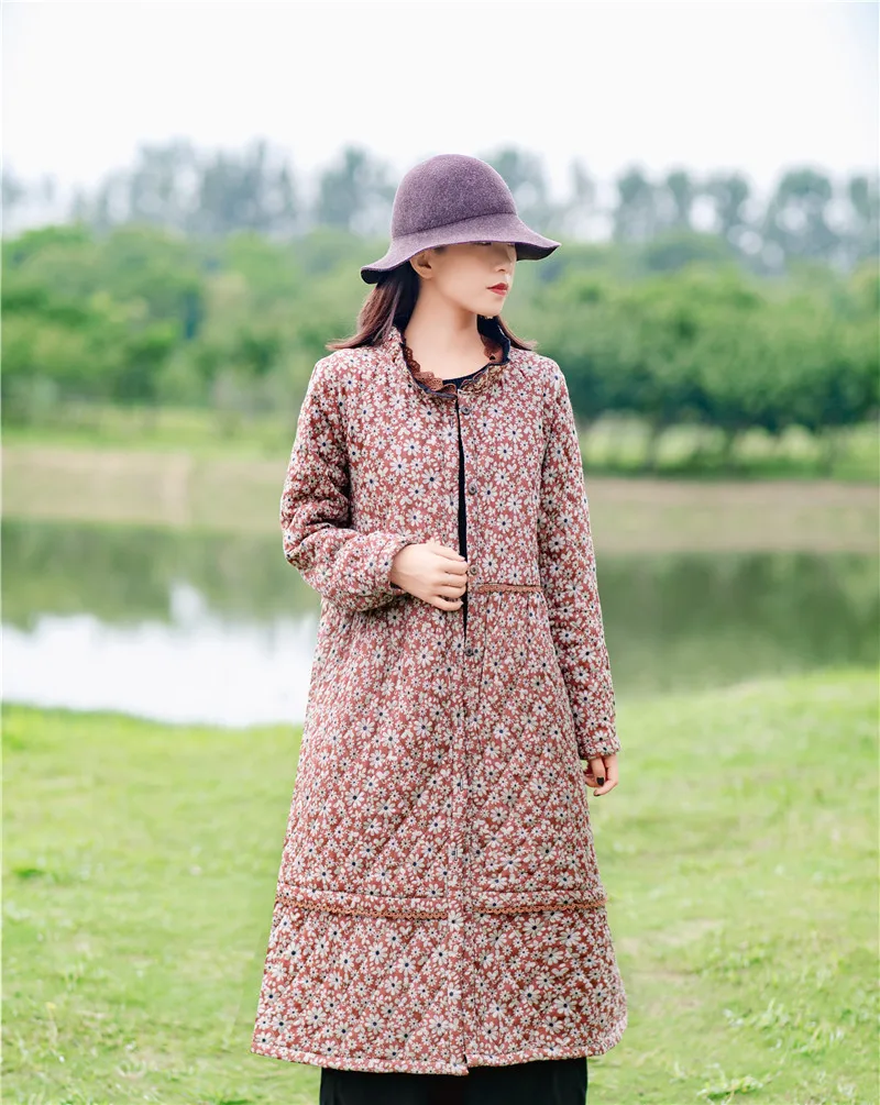 Платье с длинными рукавами в национальном стиле сезон осень зима Новинка