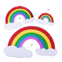 sequins rainbow patch large size clothes embroidery patches wholesale patches badges iron on patches letters embroidered