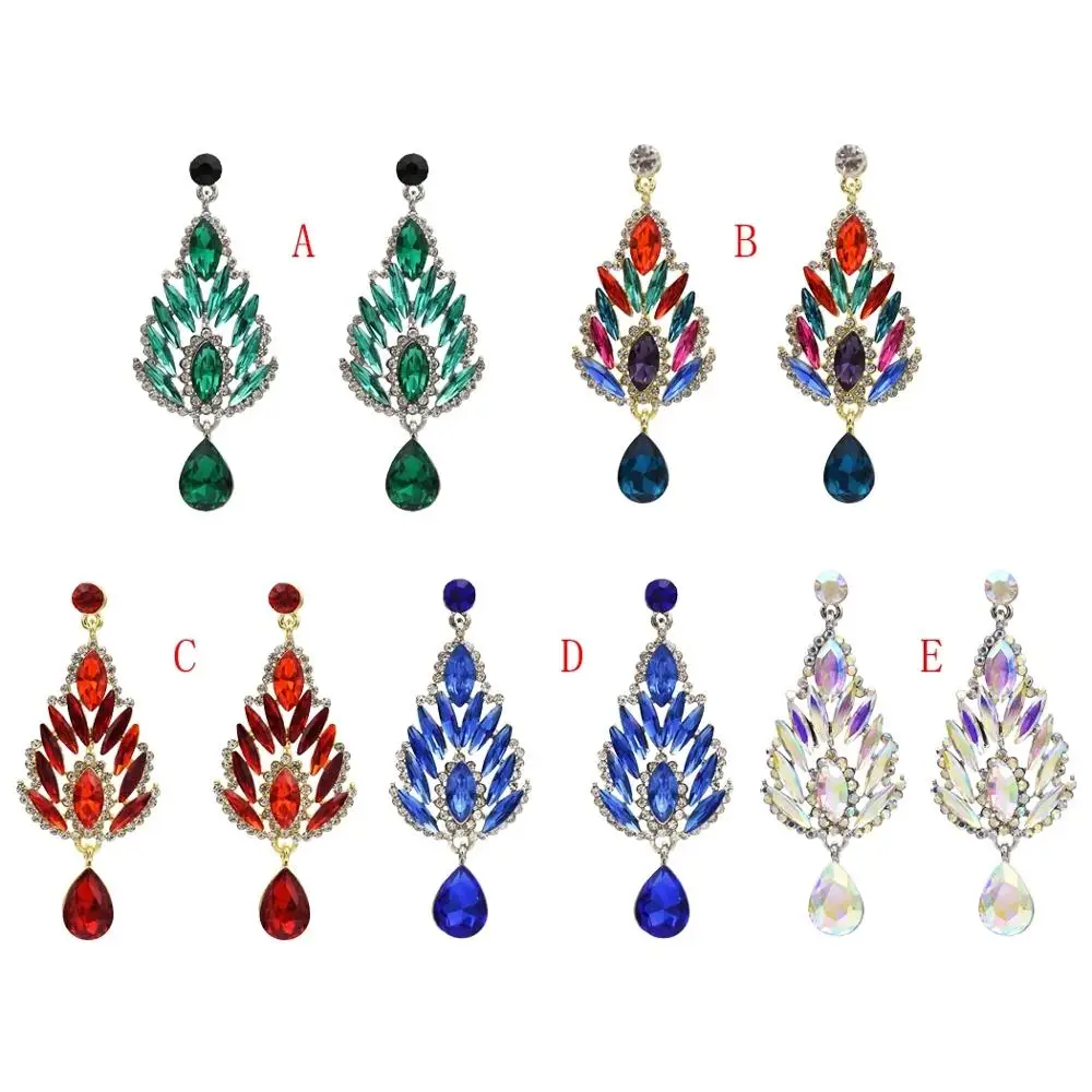 Черные хрустальные серьги Стразы золотого цвета для девушек свадьбы невесты