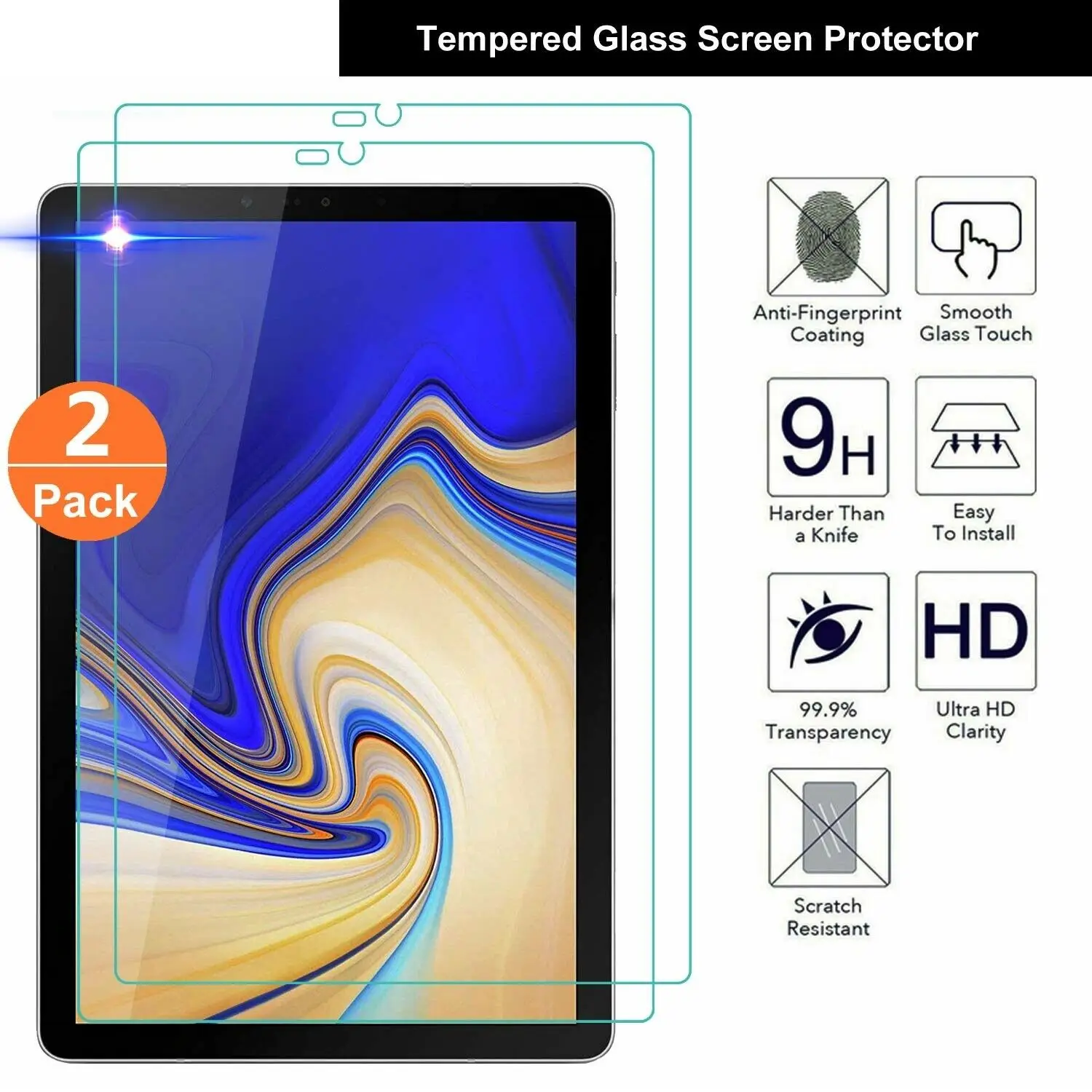 

Tempered Glass Screen Protector for Samsung Galaxy Tab S4 10.5 Tablet [2 PACK]