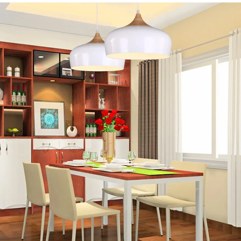 Современный подвесной светильник из дуба лампа E27 деревянный патрон белый черный