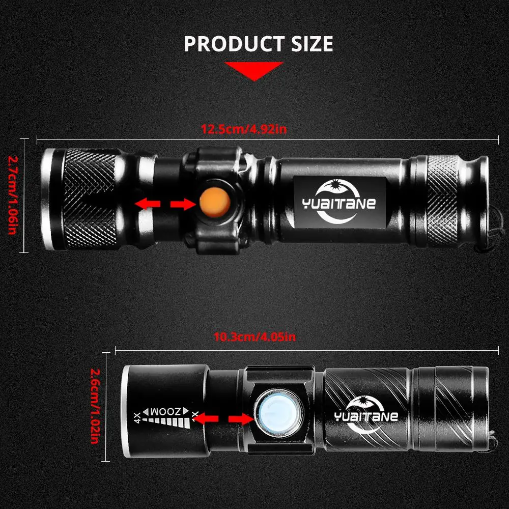 Мини фонарь для велосипеда водонепроницаемый 1800 люмен USB зарядка 1200 мАч