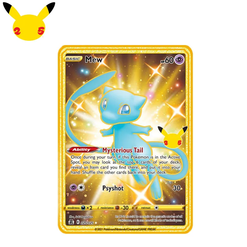 Пикачу 25-е специальное издание карты Pokemon V металлическая Charizard Zekrom Reshiram боевые