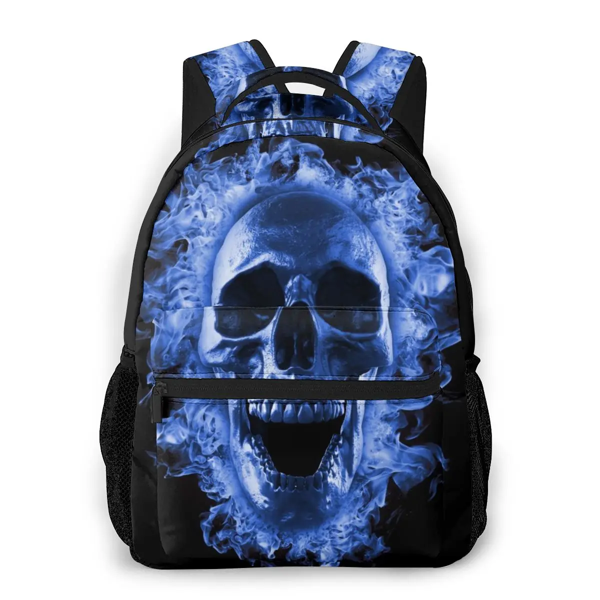 

OLN School Bags for Teenagers Boys School Bag Boy Skull In Blue Fire Students Book Satchels