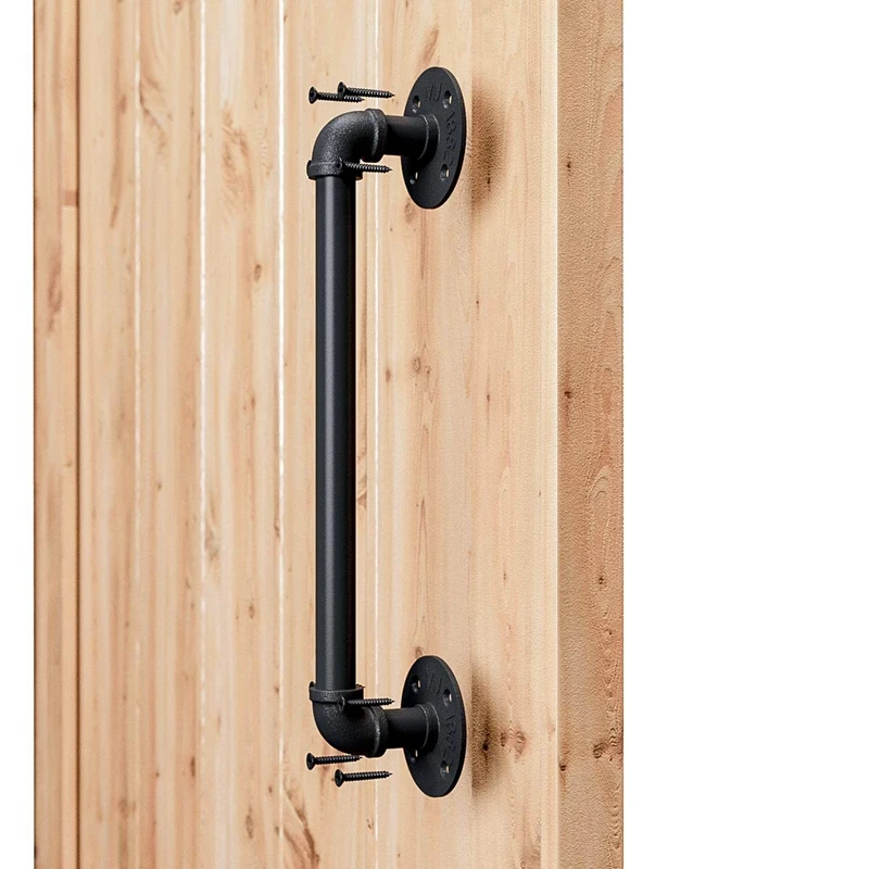 

15 Inch Pipe Industrial Style Black Barn Door Handle for Sliding Barn Door Gates Garages Sheds Furniture