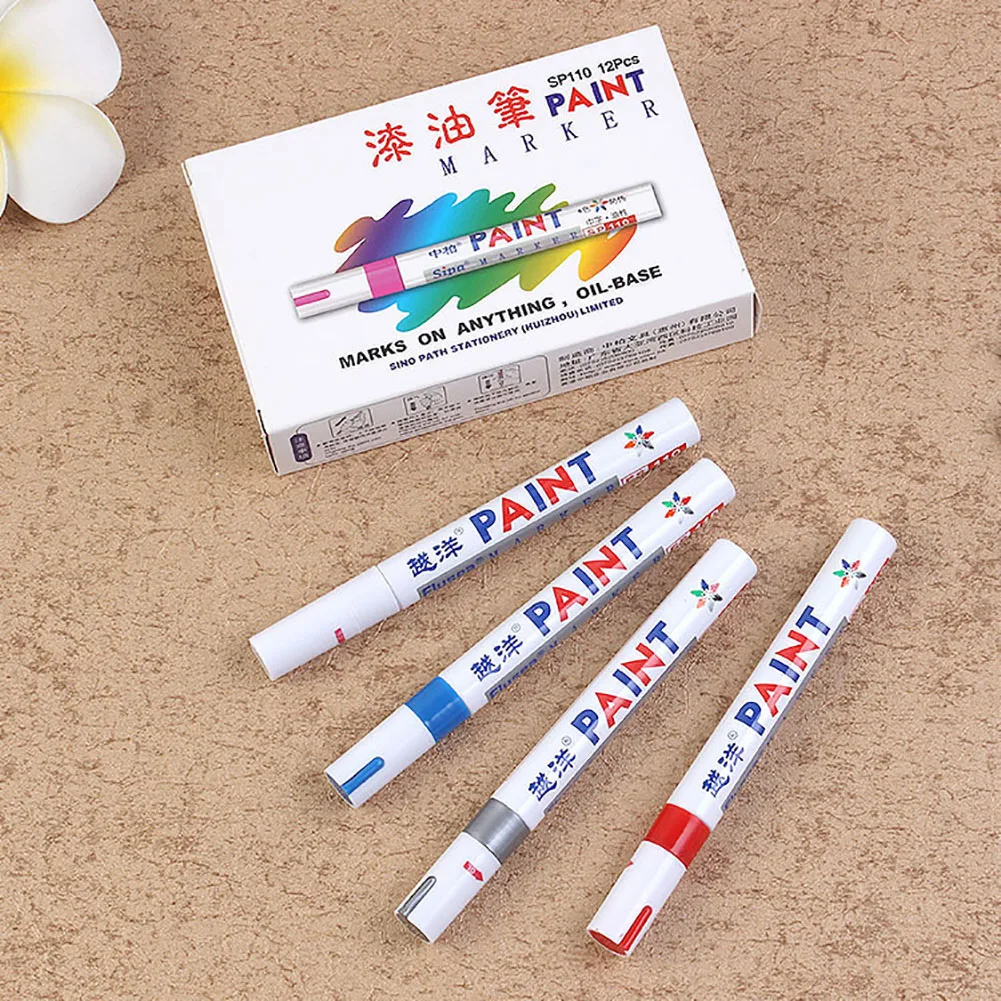 

Car Paint Pen Waterproof Car Wheel Tire Oily Painting Mark Pen Auto Rubber Tyre Tread CD Metal Permanent Paint Marker Drop Ship