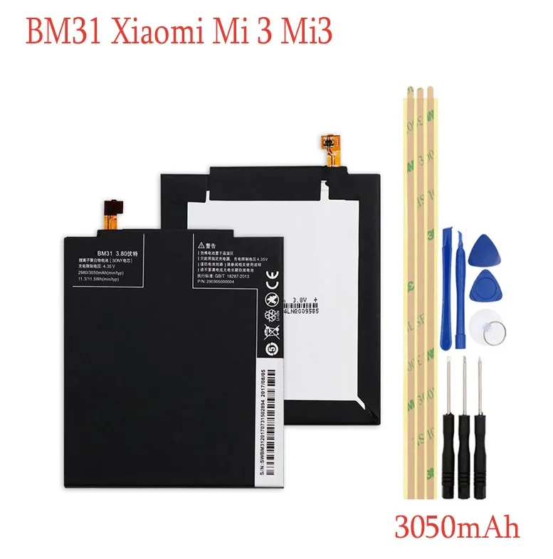 BM31 For Mi3 Mi 3 BM47 BM46 BM31 BM3A BM51 для Xiao mi Red mi 3/3 S/3X/4X Red mi Note 3 3 Pro/mi 3/mi Note 3/mi Max 3 Аккумулятор+ Инструменты - Цвет: BM31 For Mi3 Mi 3