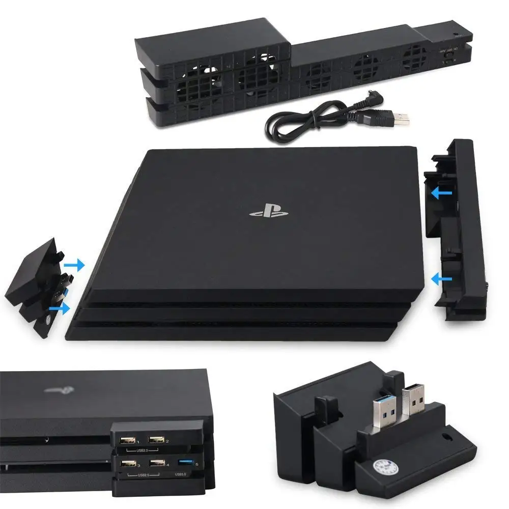 PS4 PRO Mulitfunction 2 в 1 комплект кулер быстроохлаждаемая охлаждаемая охлаждающая вентилятор и 5 внешних USB HUB Play Station 4 Pro PS 4 PS4 аксессуары