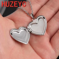 trend heart photo frame pendant necklace customized stainless steel charm openable locket necklaces women men memorial jewelry