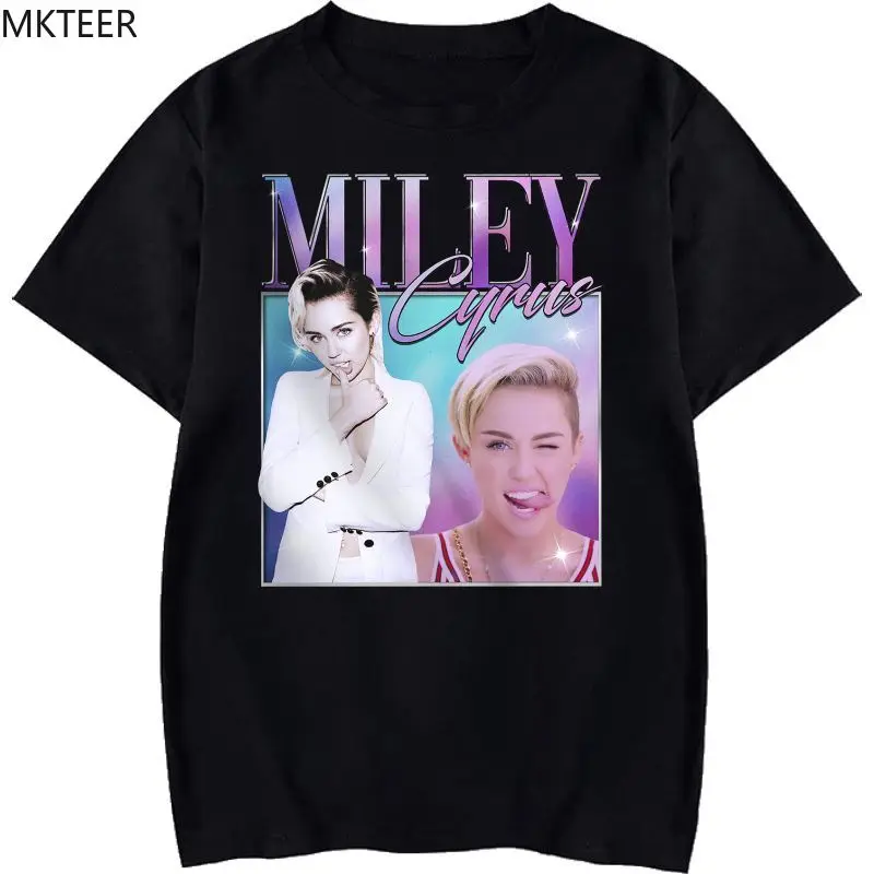 Крутая и веселая уличная футболка Miley Cyrus в стиле Харадзюку хлопковая летняя