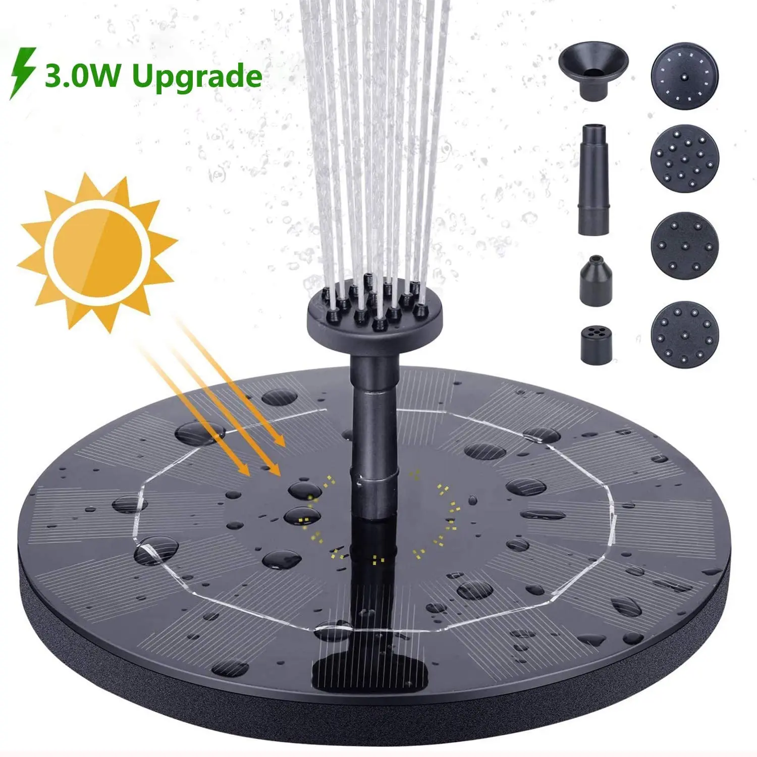 

16CM New Solar Fountain With battery Bird Fountain Water Floating Fountain Pond Garden Decoration Lawn Decoration