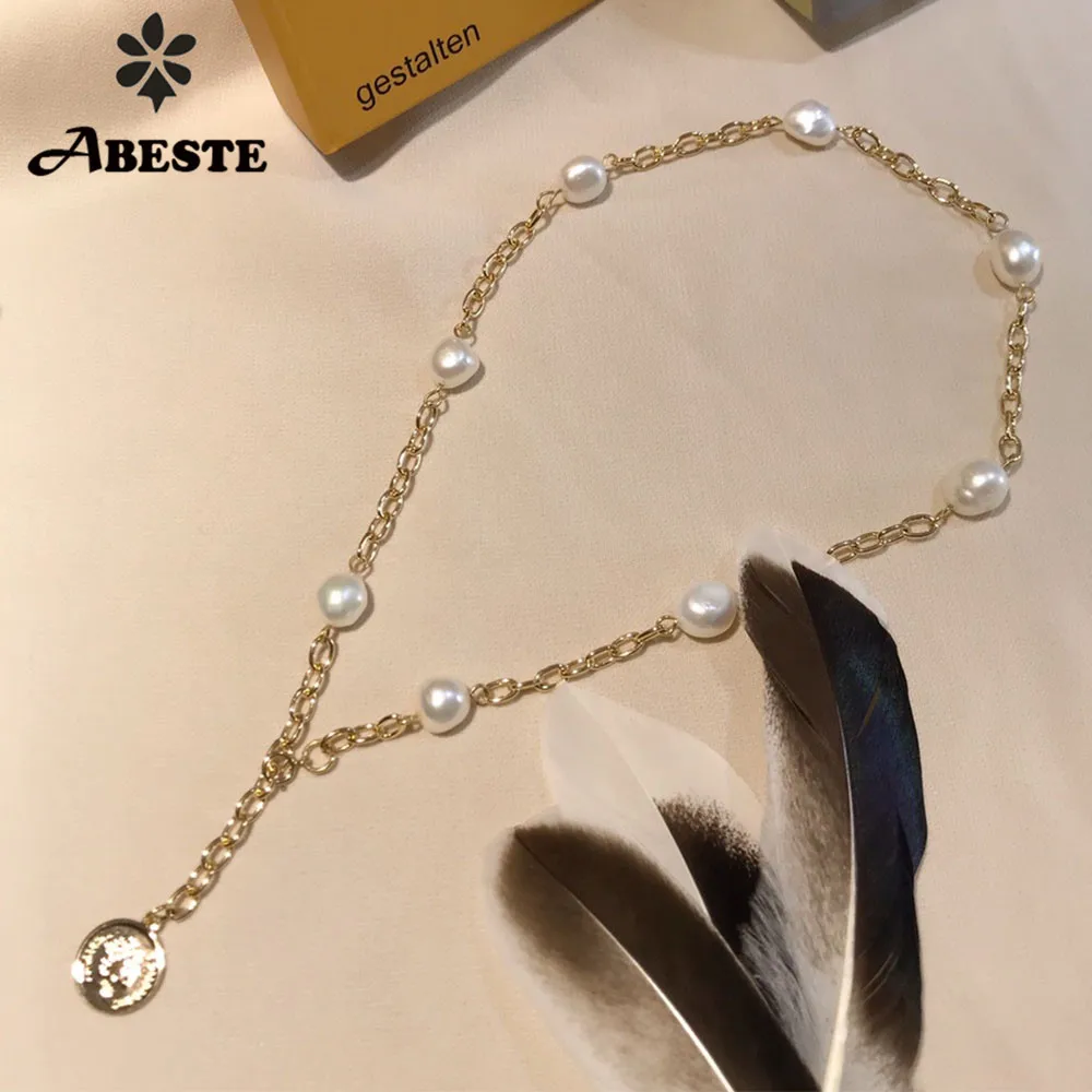 Женское ожерелье с подвеской из белого жемчуга ANI колье ручной работы для