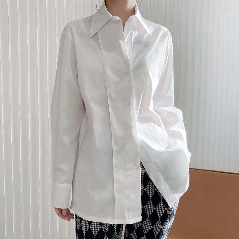 

White Shirts Women Long Sleeve Office Blouses Women Top Chic Spring Summer Plus Harajuku Femme Sexy BF Shirt Women's Clothing