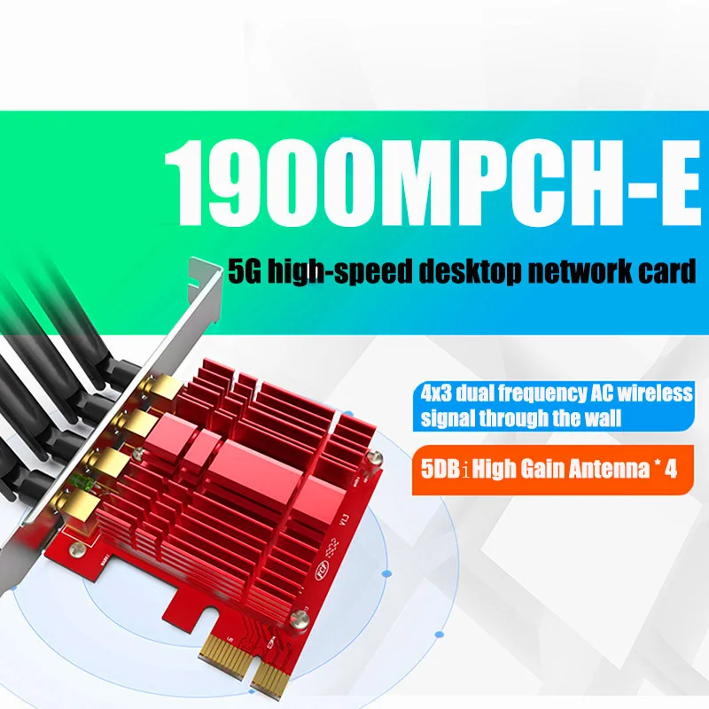 Высокое качество AC1900 Беспроводная PCI-E сетевая карта Duals Band WiFi адаптер для