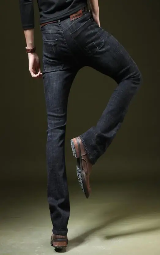 Jeans Men Denim Flare Pants Men's mid-waist jeans Mens slim Flared Leg Jeans Men's ripped denim trousers