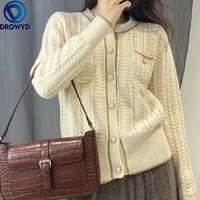 winter cardigan sweaters women single breasted chic vintage thick thermal knitted cardigan jacket female long sleeve knitted top