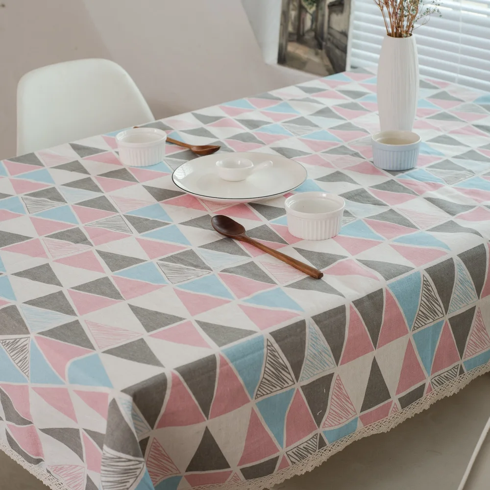 Скатерть прямоугольная с геометрическим принтом современное хлопковое