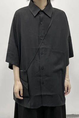 Летняя тонкая рубашка с короткими рукавами женская дизайнерская в