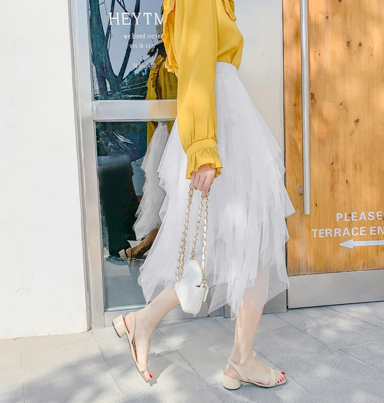 Женская юбка пончо средней длины с завышенной талией|Женские юбки| |