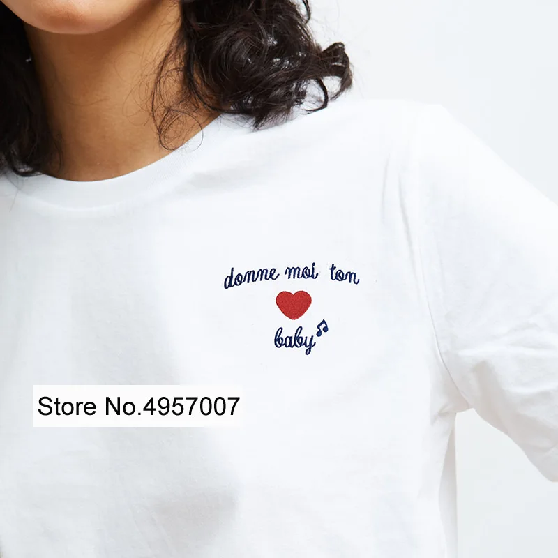 Elfbop Женская белая хлопковая Футболка с круглым вырезом и коротким рукавом узором