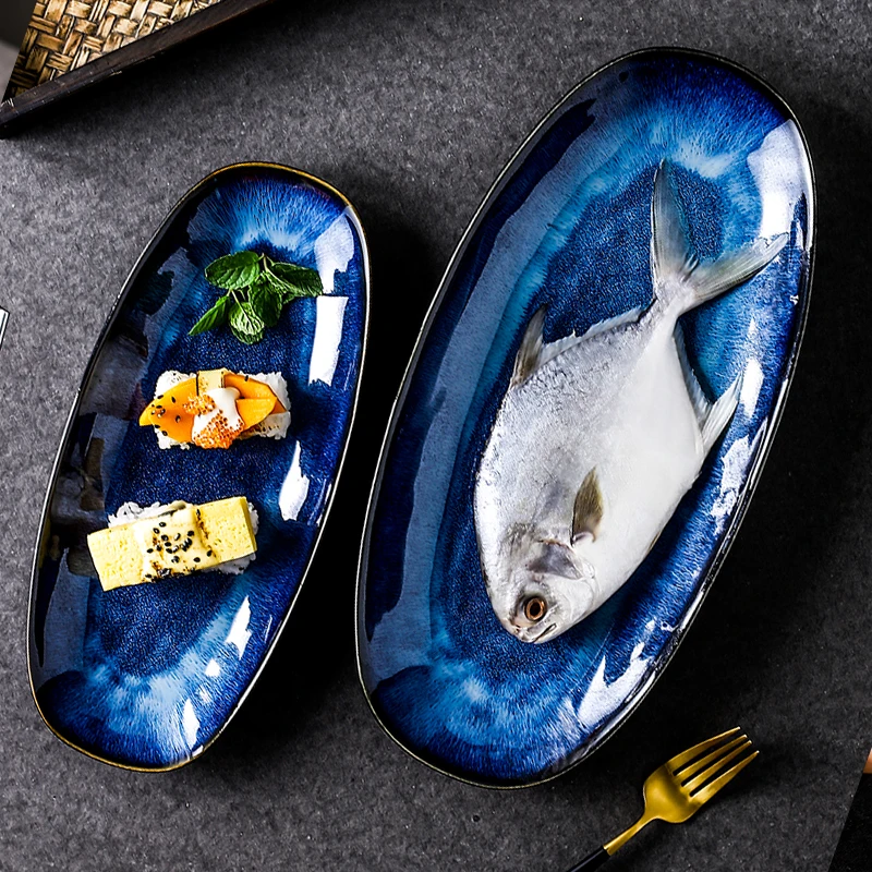 Подглазурная тарелка для суши в японском стиле кошачий глаз | Дом и сад