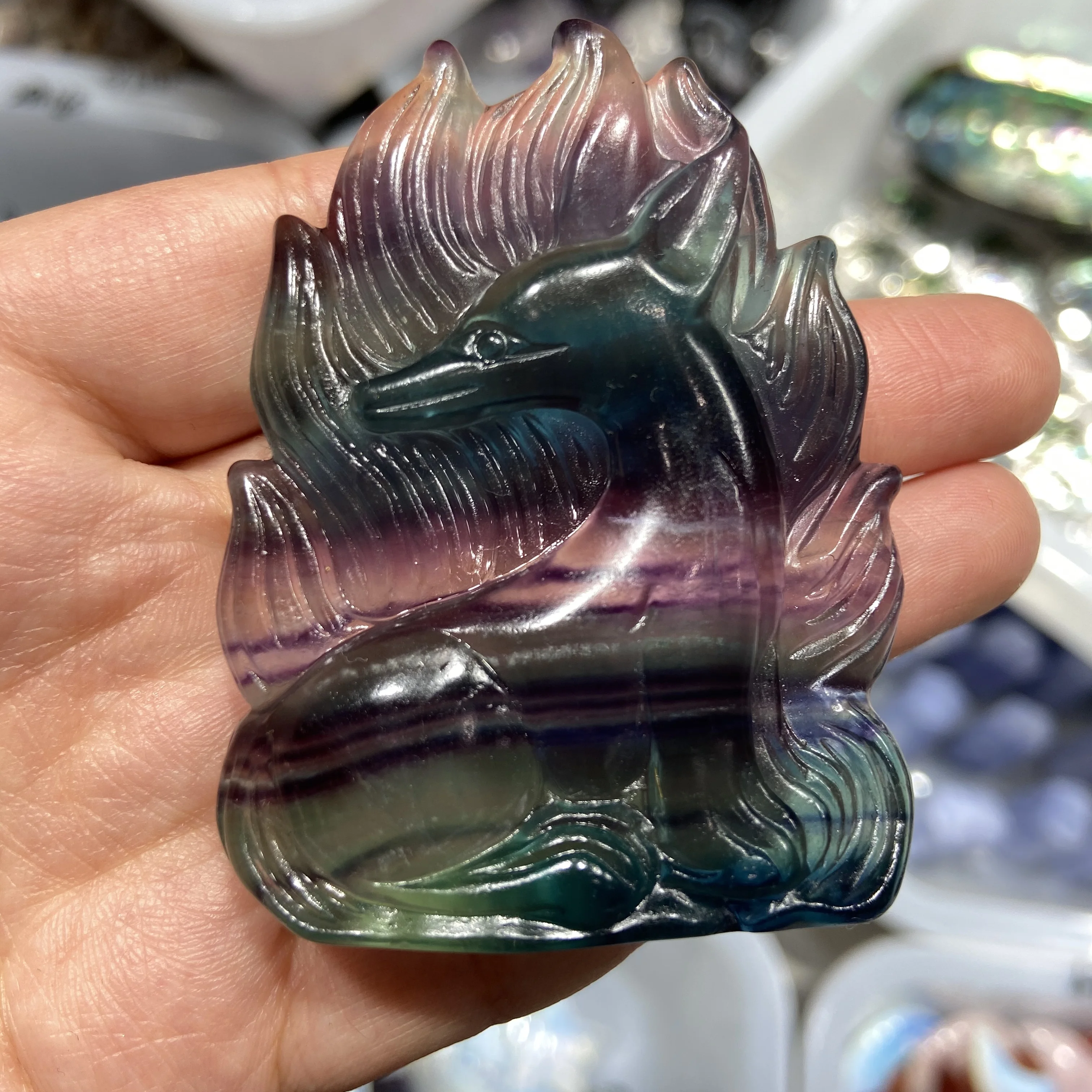 

Высококачественный натуральный хрустальный флуоррит, девять хвостовых лисиц, энергетическое исцеление для украшения дома BB