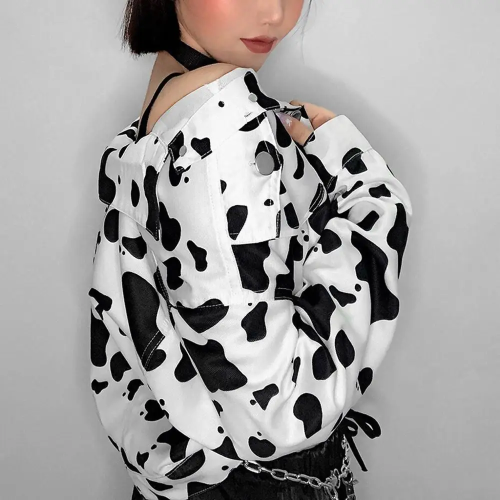Женская куртка на пуговицах с длинным рукавом и принтом животных | одежда