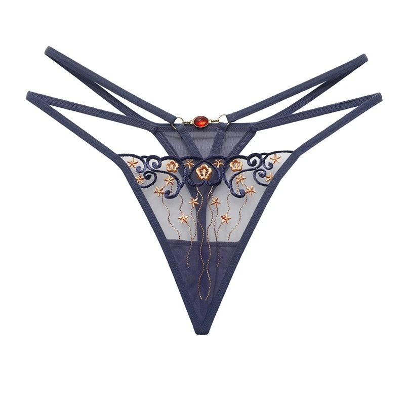 

Sexy Underwear Girl's Sexy Low Waist Transparent Lace Women's Hollow Temptation Underpants Student Embroidered Thong