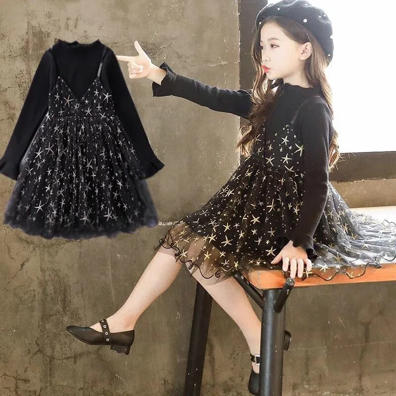 

New Dresses for Girls 2022 Long Sleeve Autumn Chiffon Baby Girl Princess Dress Fashion Kids Children's Clothes 6 8 10 12 Year