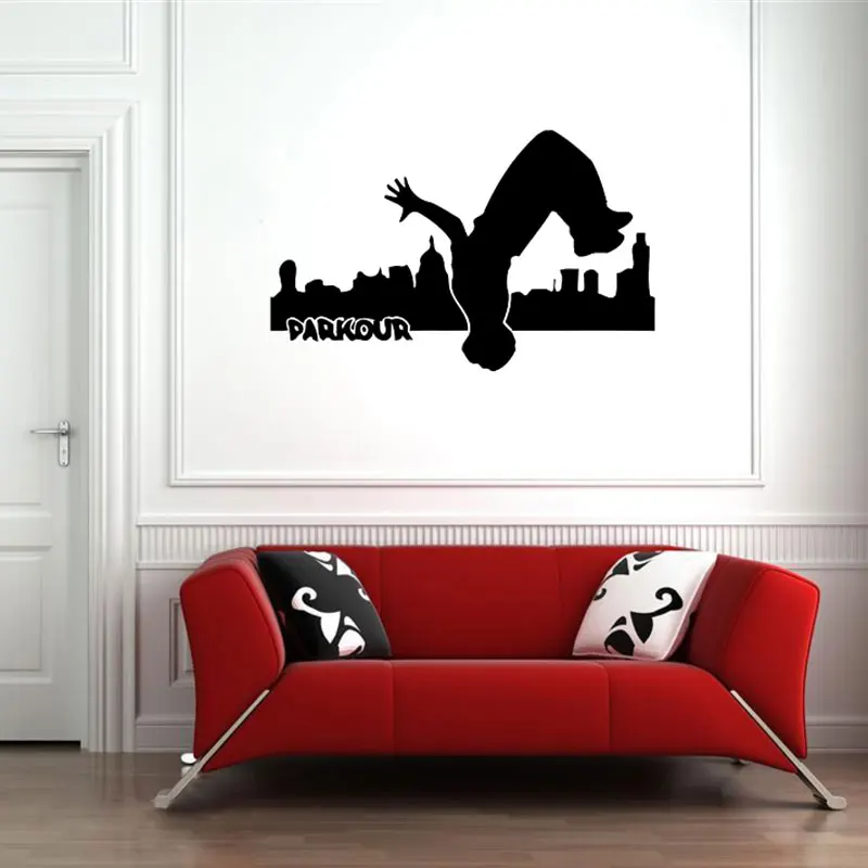 

Parkour wall stickers running wall stickers extreme sports theme wall sticker teenagers home living room bedroom wall decor jx10