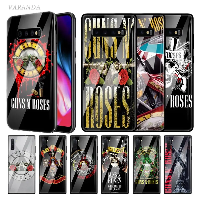 Стеклянный чехол Guns N Roses с черепом для Samsung Galaxy S20 S10 5G S10e S9 S8 Plus Note 10 9 8 закаленное