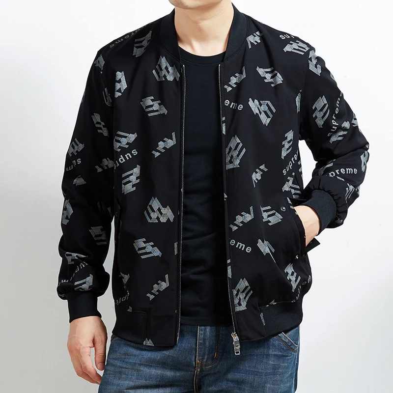 New Arrival Spring Autumn Men's Jackets print Fashion Coats Male Casual Slim Stand Collar Print Bomber Jacket Men Overcoat 8XL | Мужская