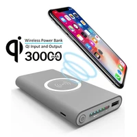 power bank 30000mah wireless charger external battery fast charging usb port power bank for phone micro usb cable as gift