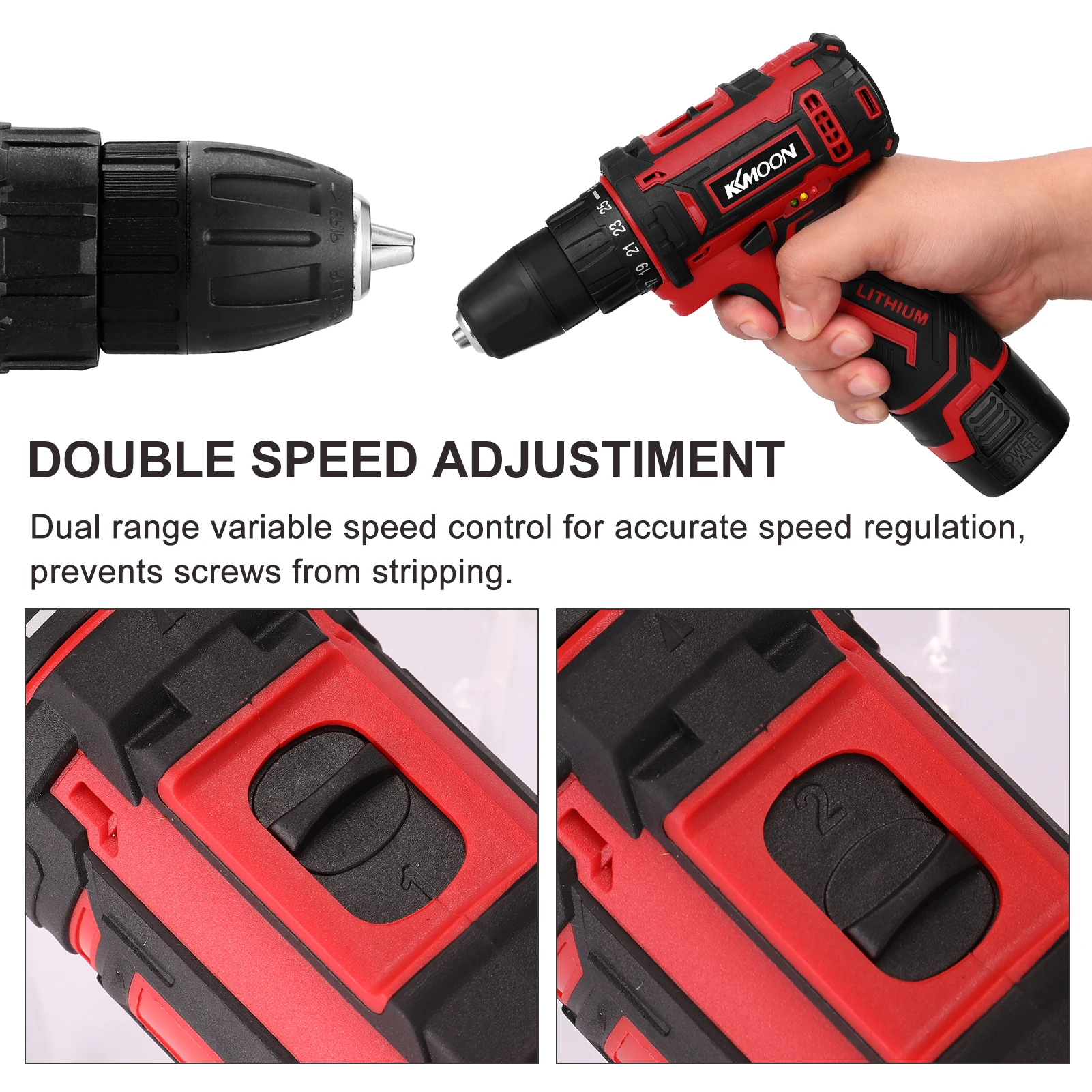 

KKmoon 18V Cordless Drill Electric Screwdriver Wireless Electric Drill Hand Drills Brush Motor Home DIY Electric Power Tools