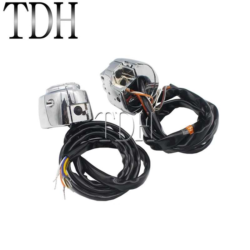 Хромированные алюминиевые переключатели на руль 1 дюйм с жгутом проводов 45