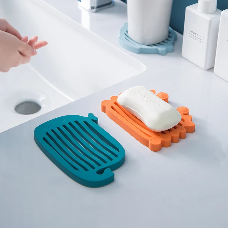 

Household Silicone Whale Crab Drain Soap Pad Cute Cartoon Shape Tray Free Punch