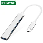 Концентратор USB Type-C, 4 порта, 3,0, 3,1, OTG, для Xiaomi, Lenovo, Macbook Pro, Air, компьютеров, ноутбуков