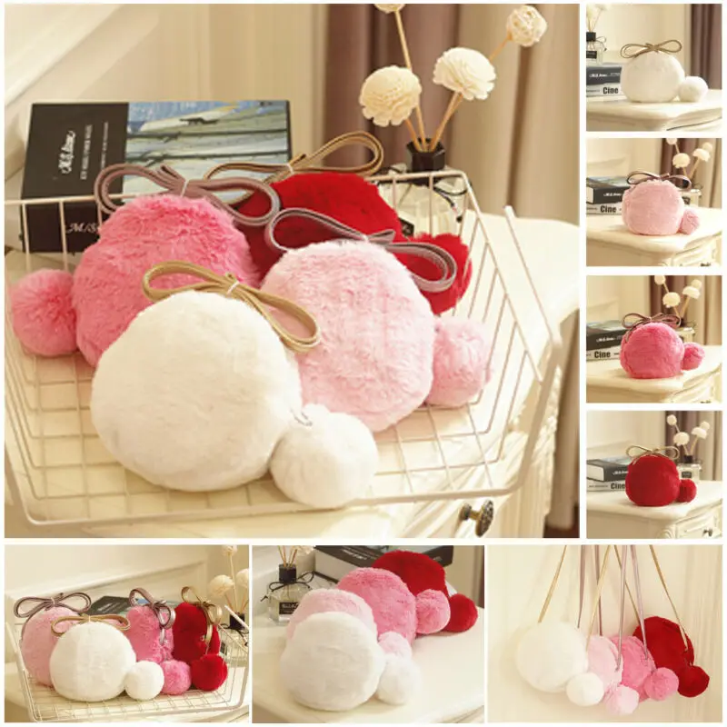 Модные детские милые круглые сумки через плечо для девочек меховые сумочки сумка