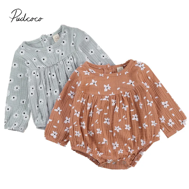 Комбинезон из хлопка и льна для новорожденных девочек повседневный Стильный