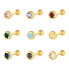 Серьги-гвоздики Romad W5 женские с разноцветным цирконом, украшение для пирсинга, 1 шт., 925