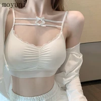 2021 spring and summer white slip top womens bow short inner wear outer wear tube top sexy bottoming beauty back tanks camis