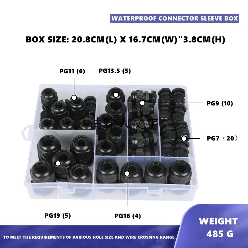 

Waterproof Cable Gland Plastic Cable Entry Ip68 Pg7 For 3-6.5mm Pg9 Pg11 Pg13.5 Pg16 Pg19 Box SetÂ Black Nylon Plastic Connector